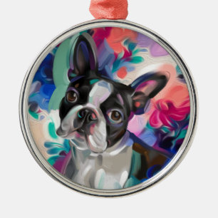 Ornement de Noël de Boston Terrier  L'art floral d