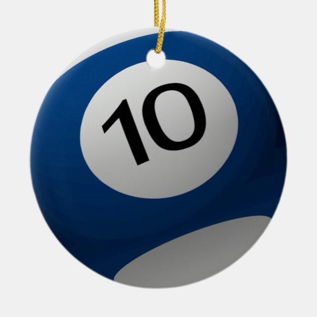 ORNEMENT DE NOËL DE BOULE DE BILLARD 10 (DIX) (Devant)
