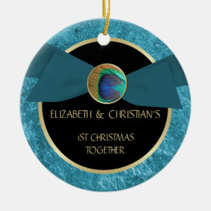 Ornement de Noël de bouton de plume de paon ęr