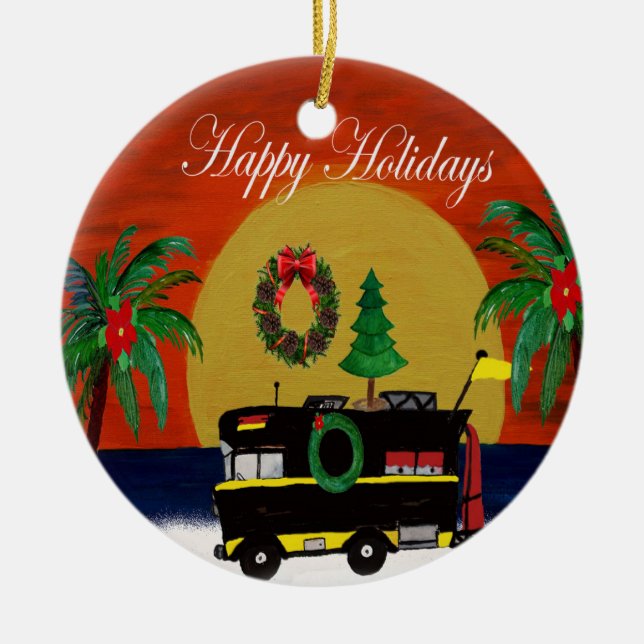 Ornement de Noël de camping-car de mon art (Devant)