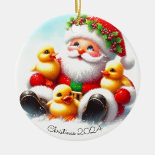 Ornement de Noël de canetons de Santa