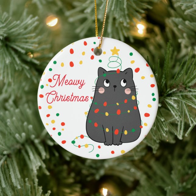Ornement de Noël de chat amusant Meowy (Arbre)