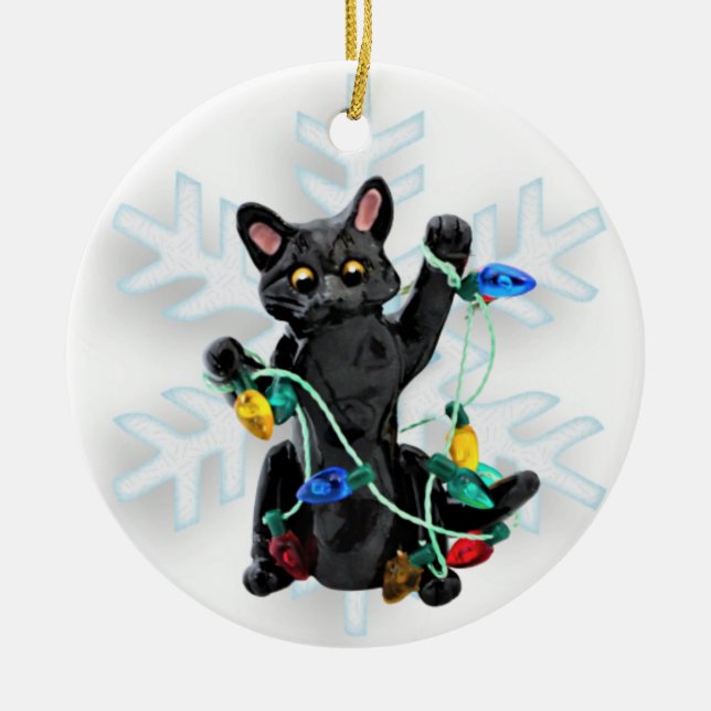 Ornement de Noël de chat noir (Devant)