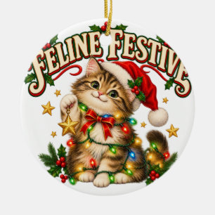 Ornement de Noël de chaton festif félin drôle