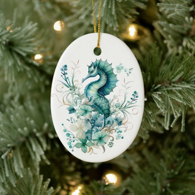 Ornement de Noël de Cheval de mer Turquoise clair (Arbre)
