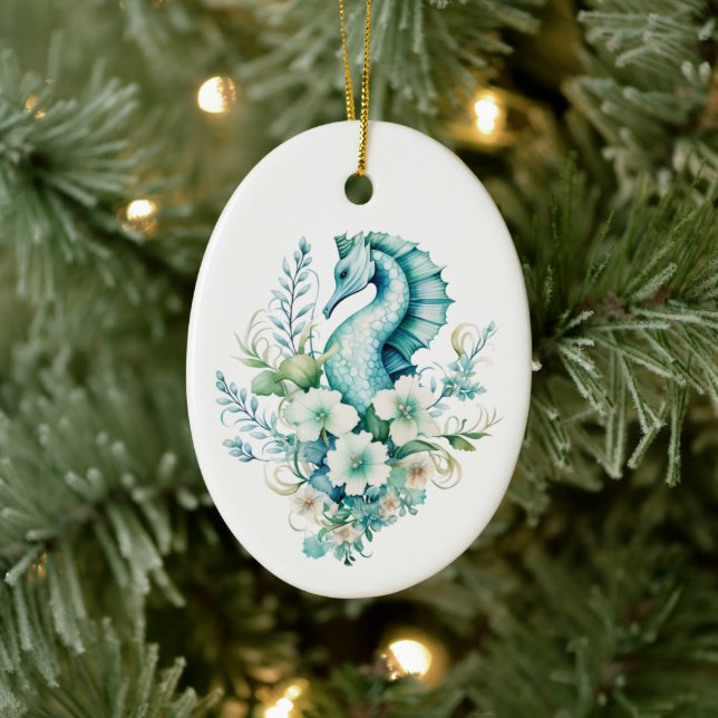 Ornement de Noël de Cheval de mer Turquoise clair (Arbre)