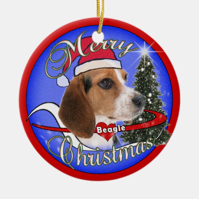 ORNEMENT DE NOËL DE CHIEN DE BEAGLE - CASQUETTE DE (Devant)