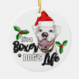 Ornement de Noël de chien de boxeur de Père Noë