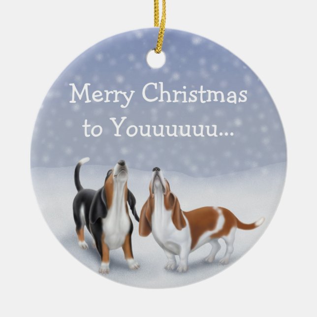 Ornement de Noël de chiens de basset d'hurlement (Devant)