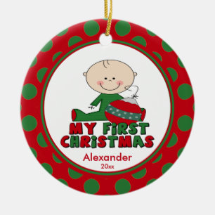 Ornement de Noël de chiffre bébé de bâton premier