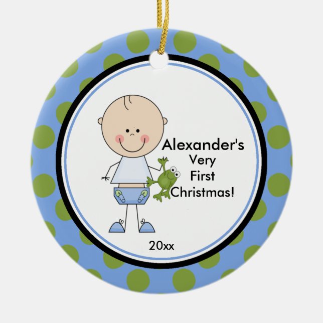 Ornement de Noël de chiffre bébé de bâton premier (Devant)