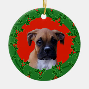 Ornement de Noël de chiot de boxeur
