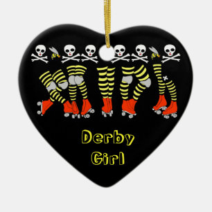 Ornement de Noël de coeur de Derby de rouleau