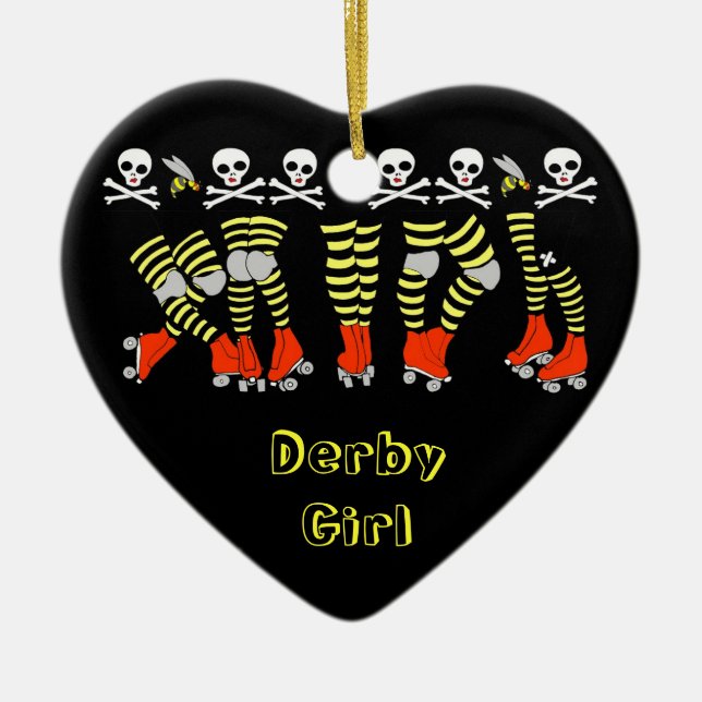 Ornement de Noël de coeur de Derby de rouleau (Devant)