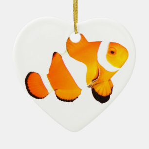 Ornement de Noël de coeur de poissons de clown