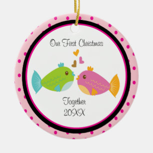 Ornement de Noël de couples de poissons d'amour