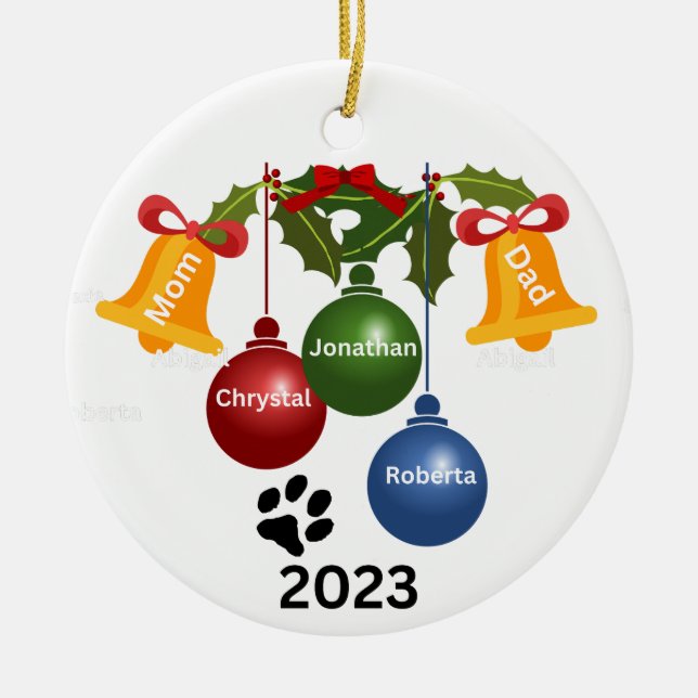 Ornement de Noël de famille 2023, personnalisé (Devant)
