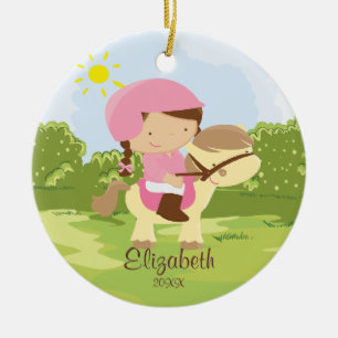 Ornement de Noël de fille de cavalier de Horseback