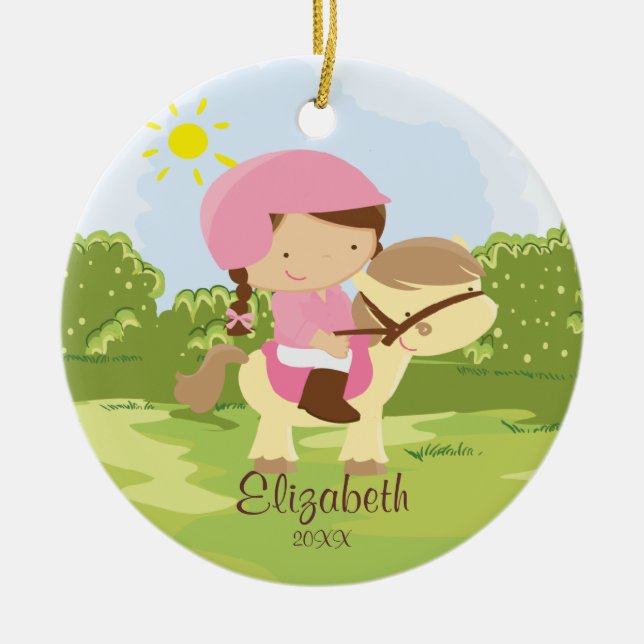 Ornement de Noël de fille de cavalier de Horseback (Devant)