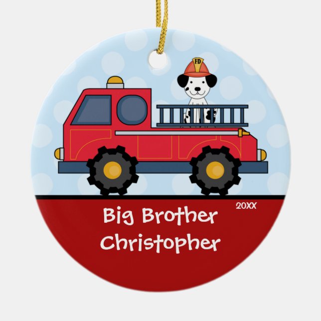 Ornement de Noël de frère de Firetruck (Devant)