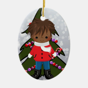 Ornement de Noël de garçon d'Afro-américain