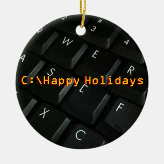 Ornement de Noël de geek de Noir-Clavier (Devant)