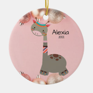 Ornement de Noël de girafe grise mignon