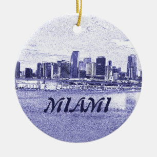 Ornement de Noël de gratte-ciel de Miami FL