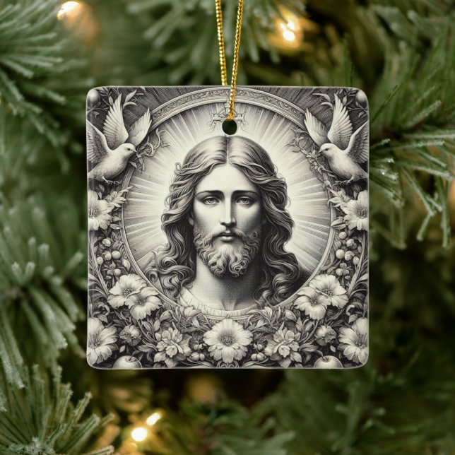 Ornement de Noël de Jésus Etched Art (Arbre)