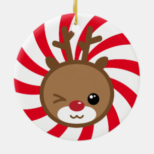Ornement de Noël de Kawaii Reindeer