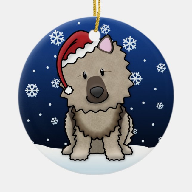 Ornement de Noël de Keeshond de bande dessinée de (Devant)