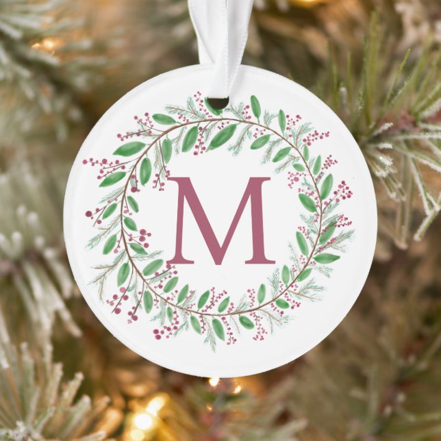 Ornement de Noël de la couronne de monogramme (Arbre)