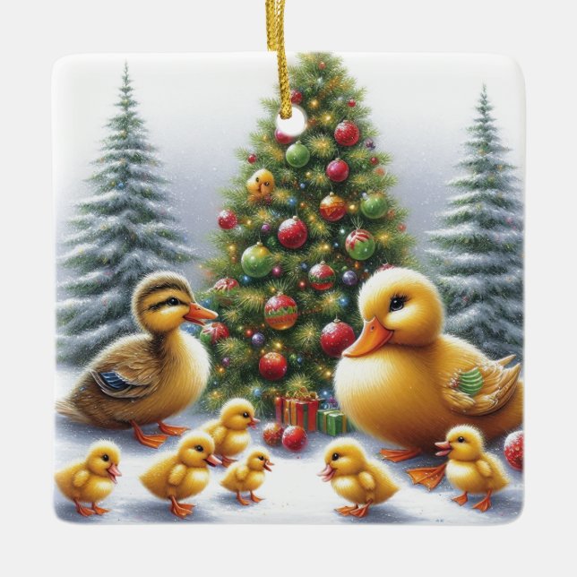 Ornement de Noël de la famille des canards (Devant)