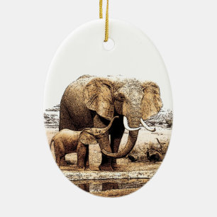Ornement de Noël de la famille des éléphants