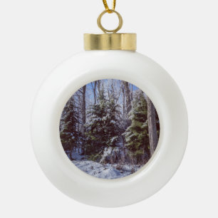 Ornement de Noël de la forêt enneigée