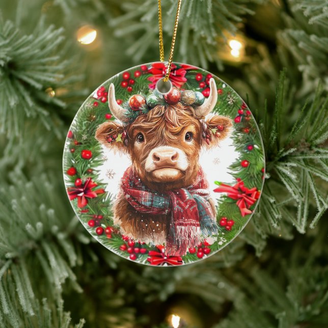 Ornement de Noël de la vache Highland (Arbre)