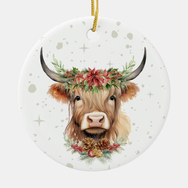 Ornement de Noël de la vache Highland personnalisé (Devant)