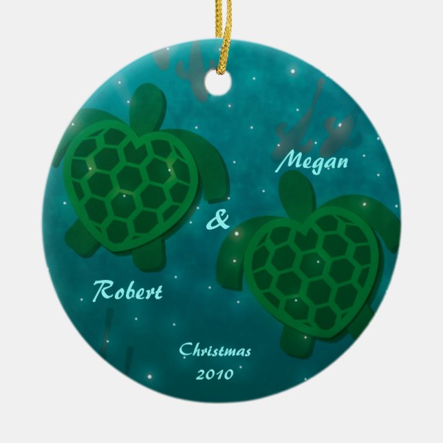 Ornement de Noël de l'amour de la tortue (Devant)