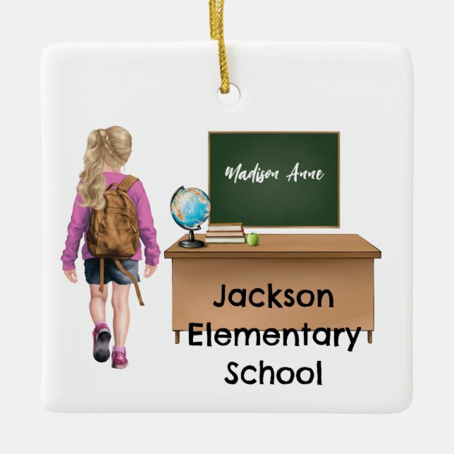 Ornement de Noël de l'école pour filles customisée (Devant)