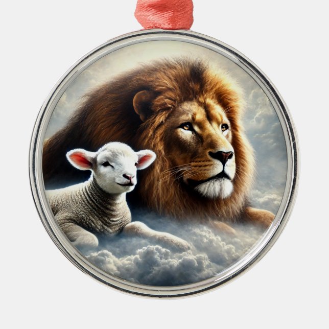 Ornement de Noël de Lion et d'Agneau (Devant)