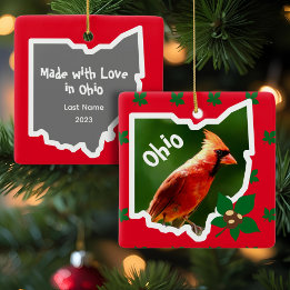 Ornement de Noël de l'Ohio avec Cardinal et Buckey