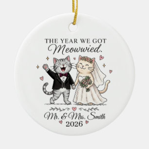Ornement de Noël de mariage de chat personnalisé