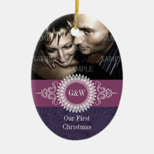 Ornement de Noël de monogramme de Paisley premier