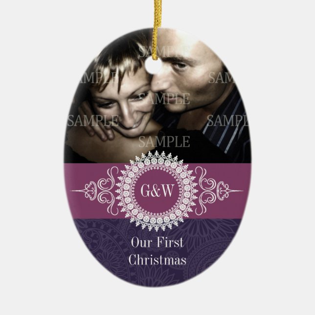 Ornement de Noël de monogramme de Paisley premier (Devant)