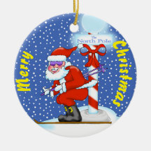 Ornement de Noël de Père Noël skieur