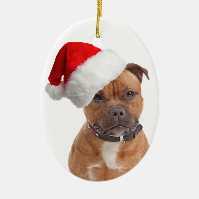 Ornement de Noël de Père Noël Staffie (Devant)