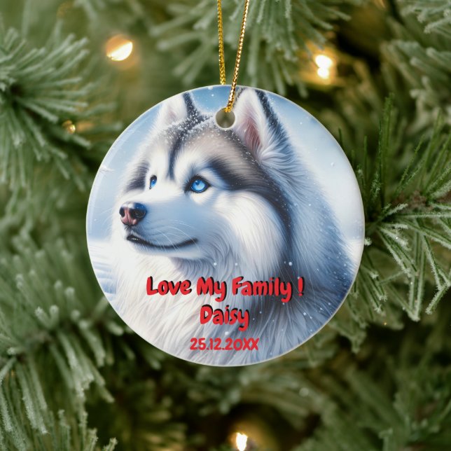 Ornement de Noël de personnalisation Husky (Arbre)