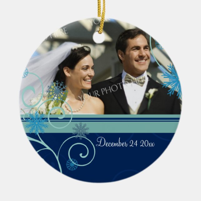 Ornement de Noël de photo de mariage (Devant)