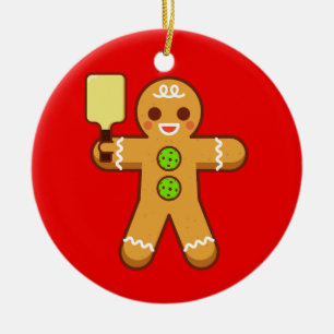 Ornement de Noël de Pickleball - Gingerbreadman