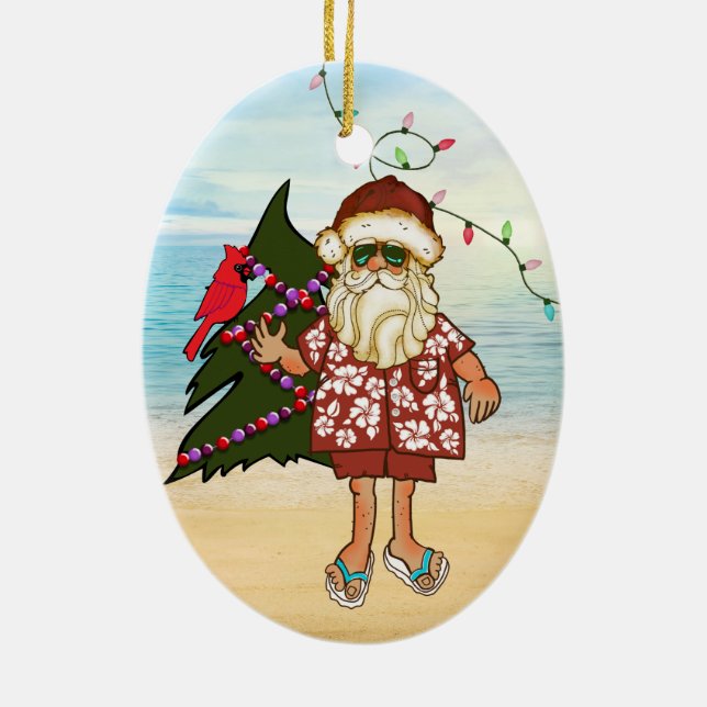 Ornement de Noël de plage tropicale (Dos)